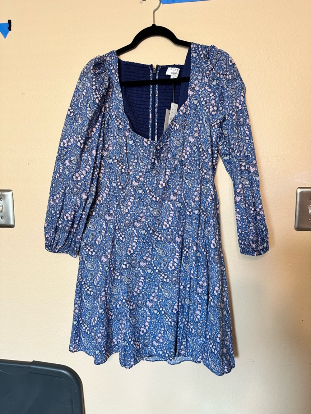 J.crew Maeve Blue Paisley Long Sleeve Mini Dress